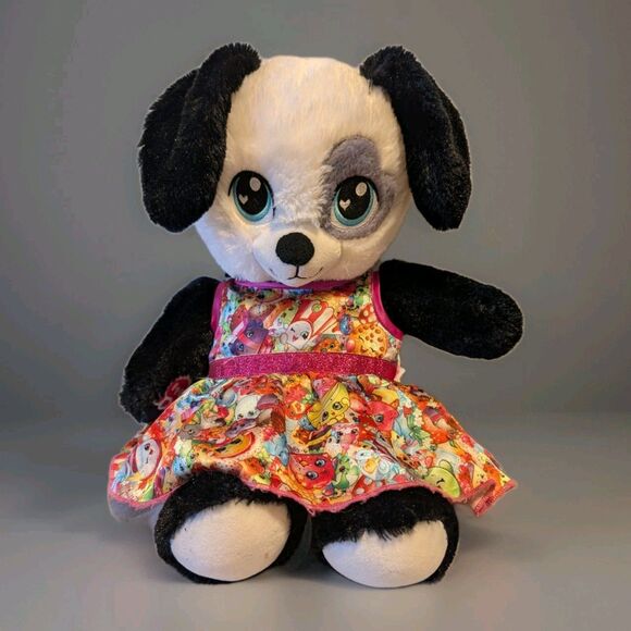 Build-A-Bear Panda Dog Plush 16" with Shopkins Dress Outfit 2017 Stuffed Animal - Picture 1 of 16